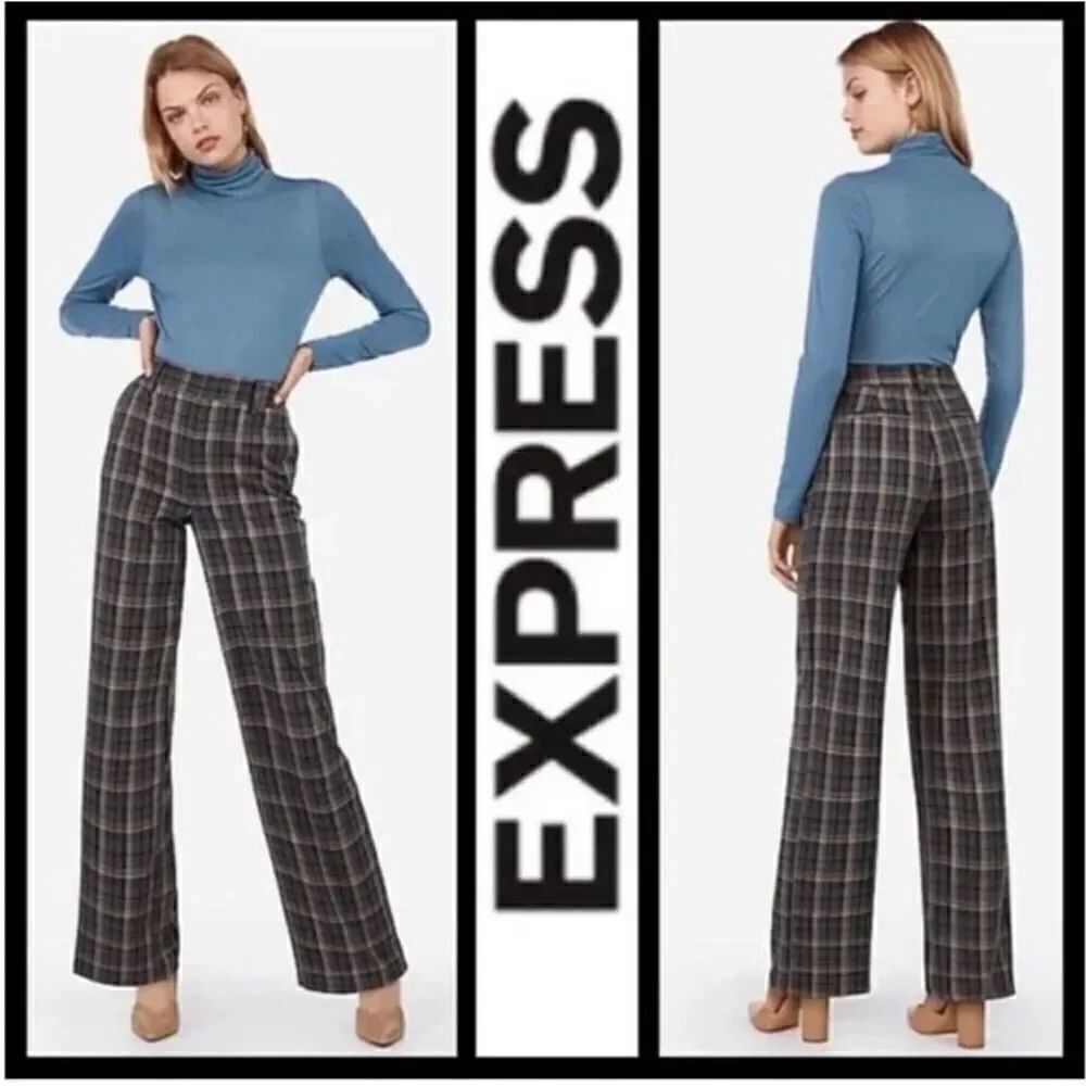 Express x Negin mirsalehi Plaid Wide Leg Trousers Pants size 0